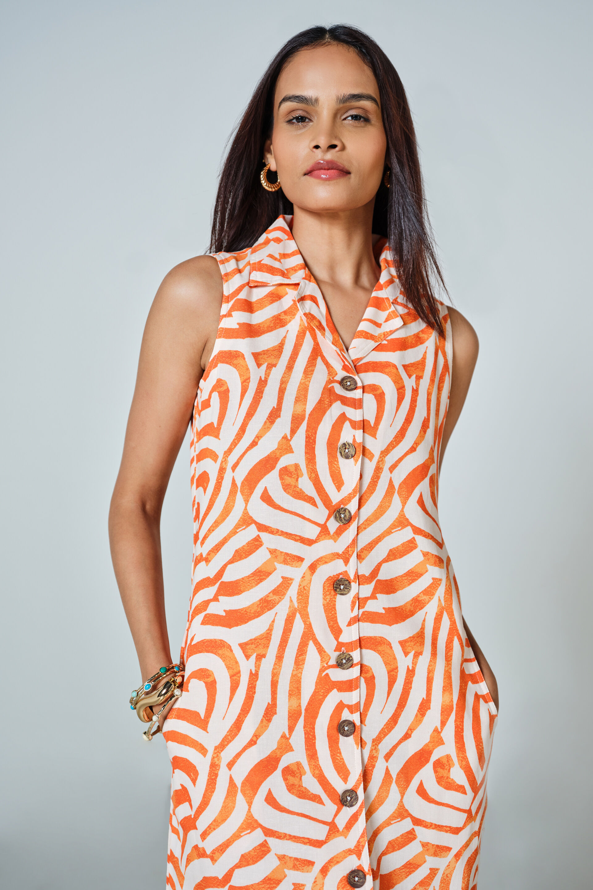 Sunlit Sands Shirt Dress, Orange, image 5