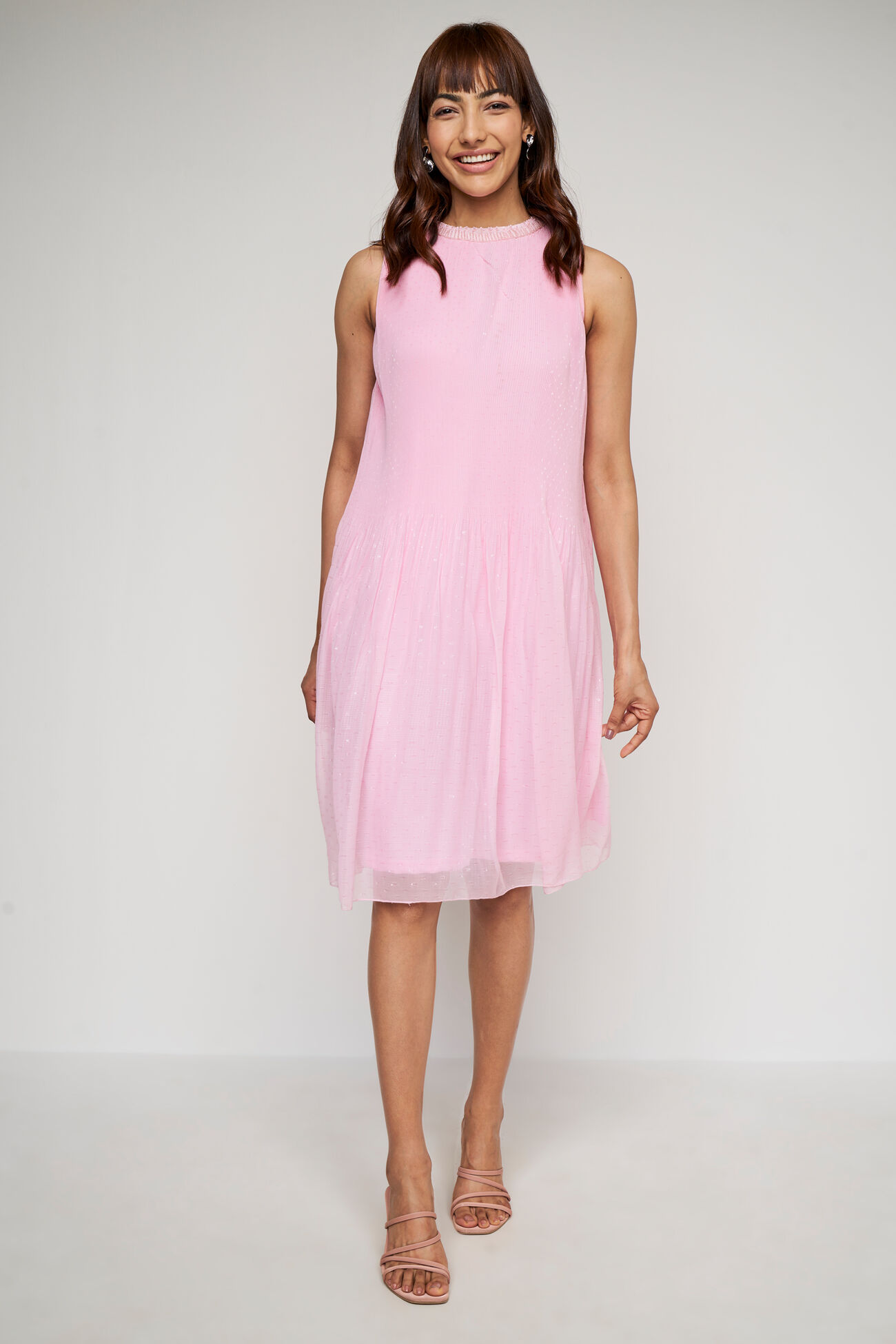 Pink Solid Straight Dress, Pink, image 4
