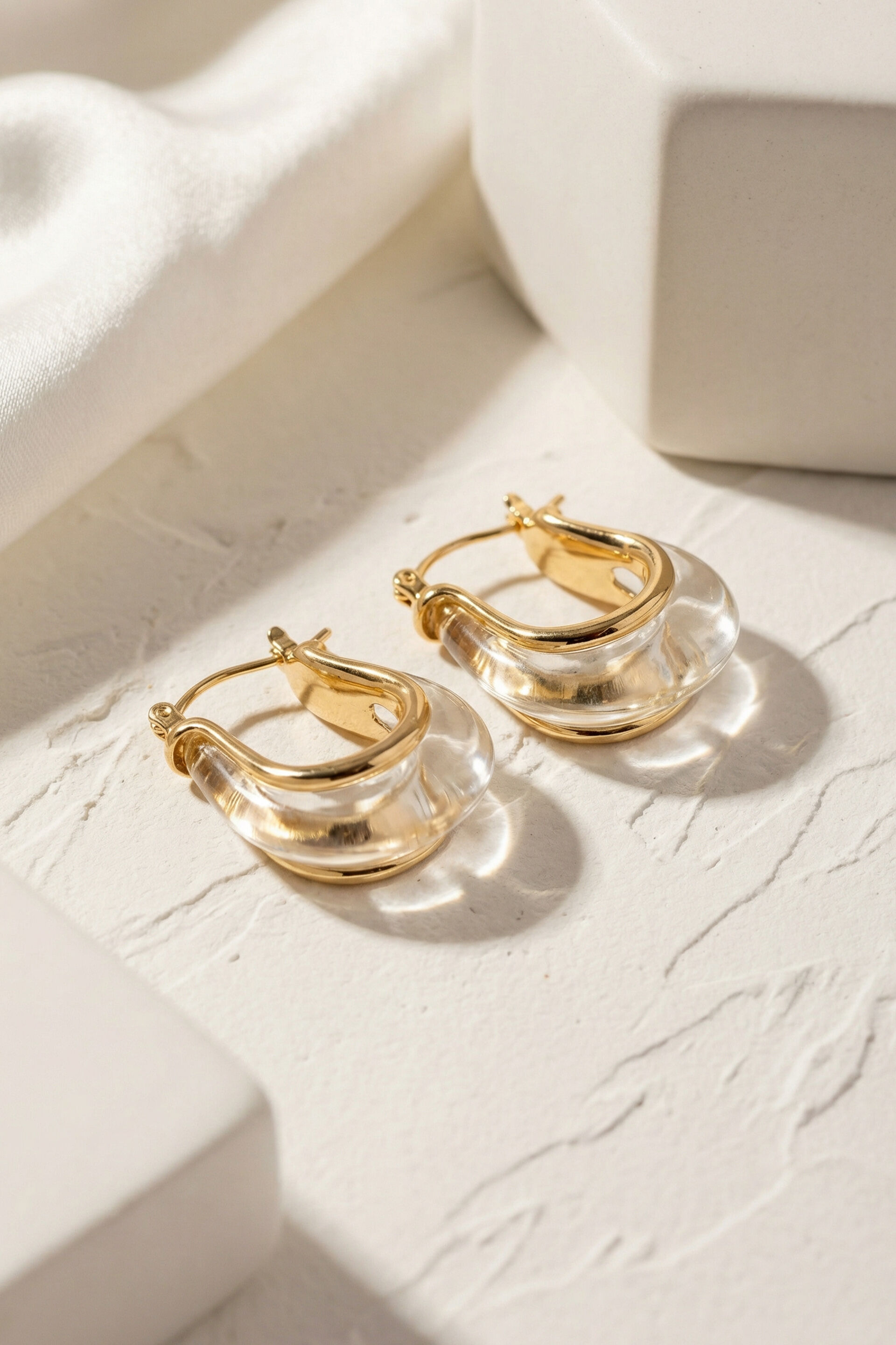 Chunky Golden Hoop Earrings, , image 2