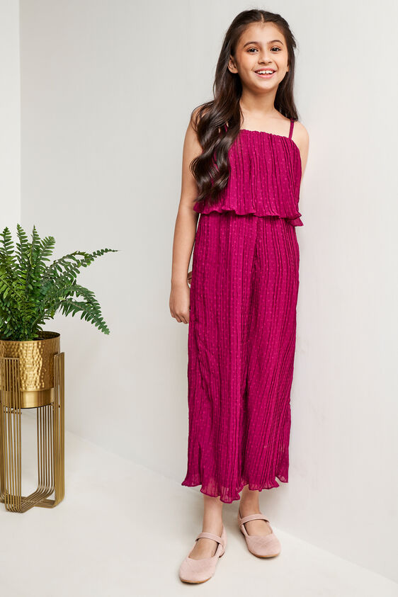 Wine Floral Pleated Jumpsuit, Wine, image 5