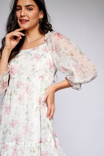 4 - White Floral Fit & Flare Dress, image 4