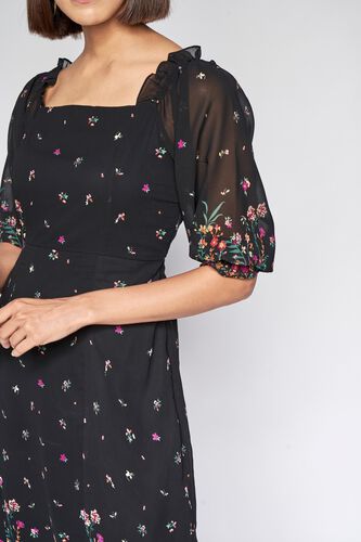 6 - Black Floral Fit and Flare Dress, image 6