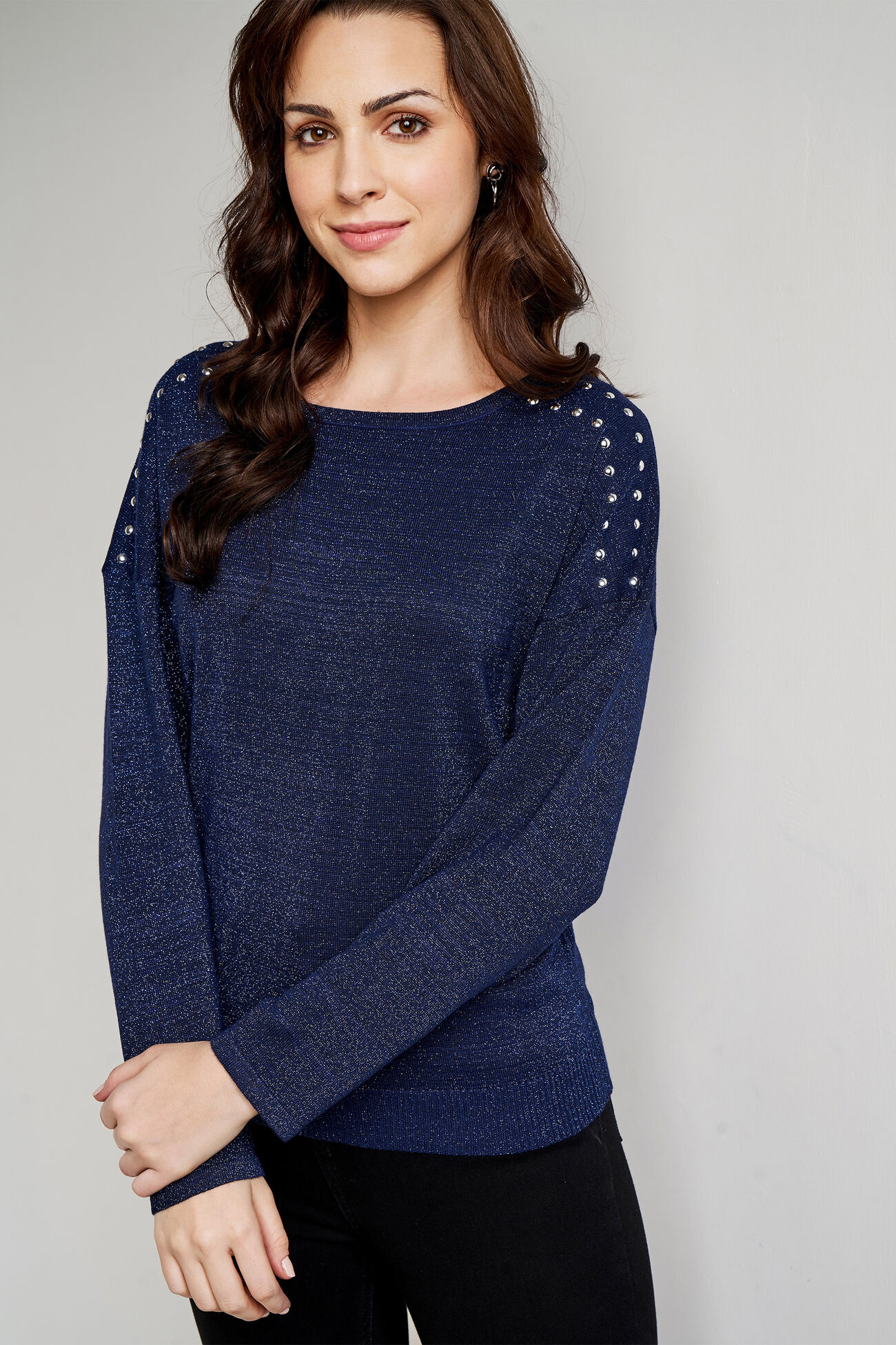 Navy Blue Solid Straight Top, Navy Blue, image 3