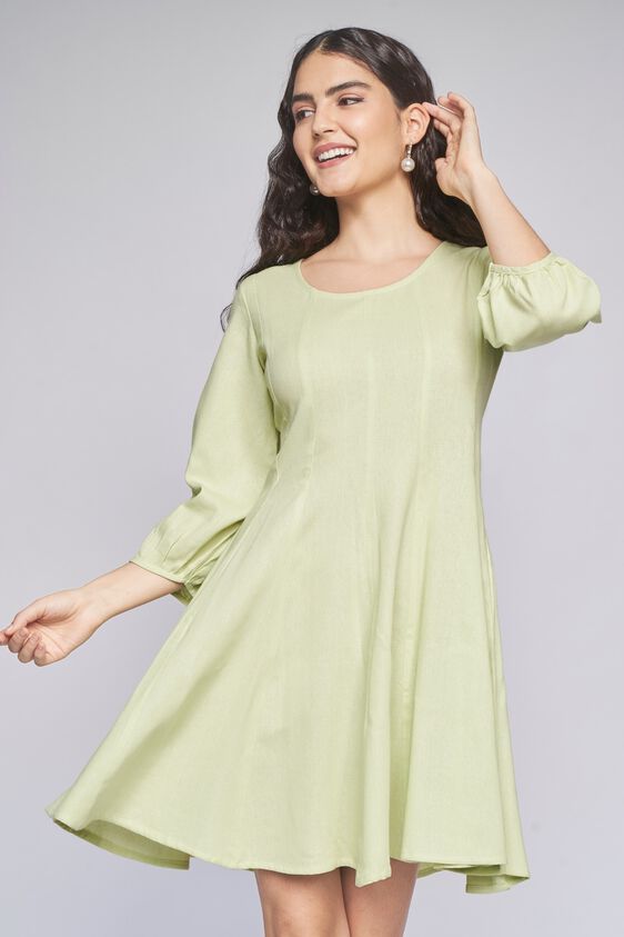 3 - Lime Solid Straight Dress, image 3