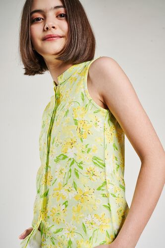 1 - Lime Floral Printed Shift Top, image 1