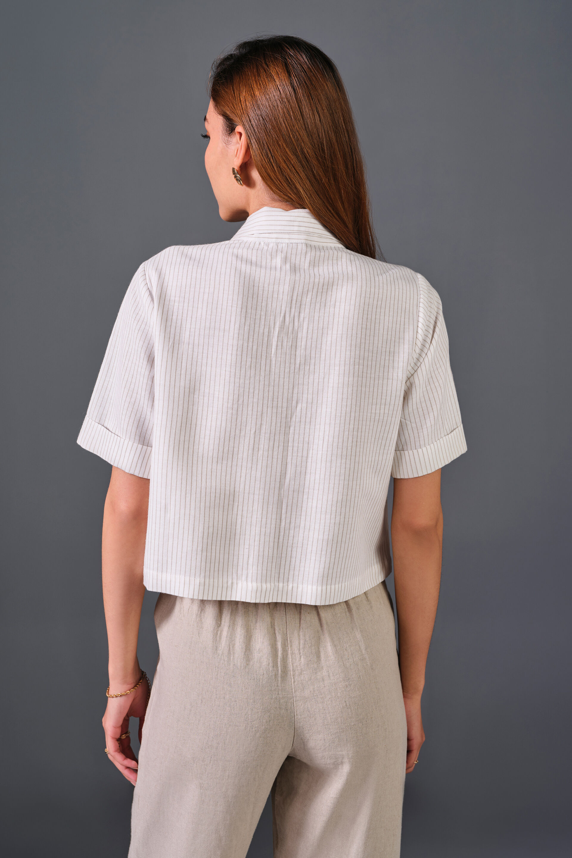 Timeless White Cotton Shirt, Beige, image 5