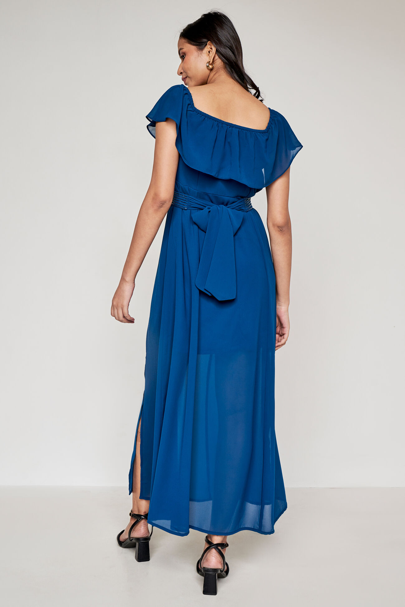 Flared Solid Gown, Teal, image 5