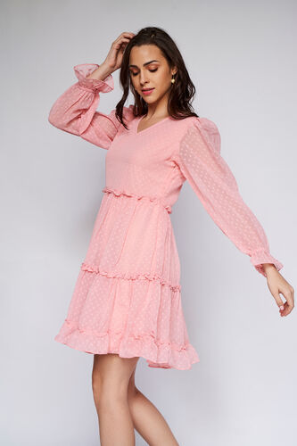 Pink Flounce Ruffles Dress, Pink, image 2