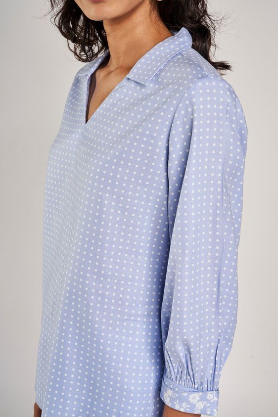 6 - Powder Blue Polka Dots Printed A-Line Top, image 6