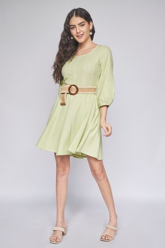 2 - Lime Solid Straight Dress, image 2
