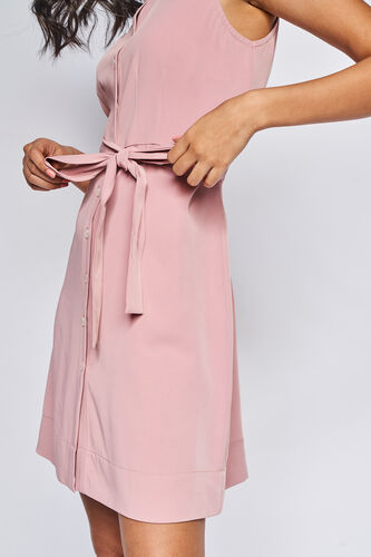 Pink Solid Flared Dress, , image 6