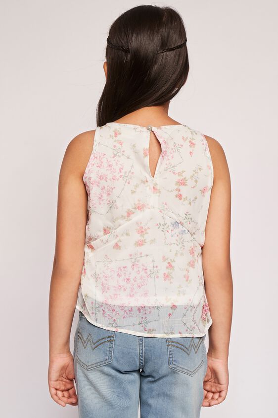 White Floral Flared Top, White, image 4