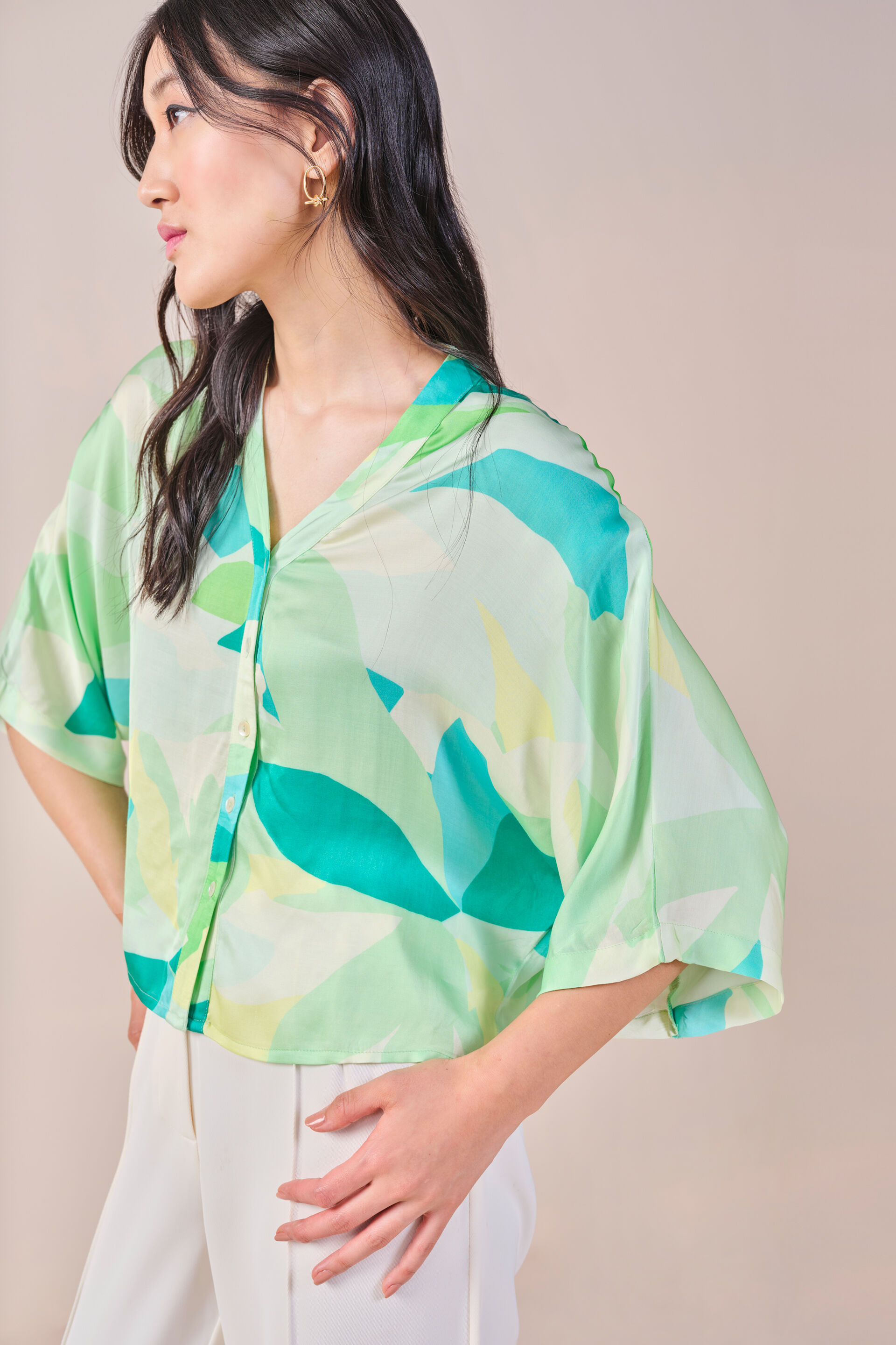 It'S All Abstract Viscose Top, Green, image 5