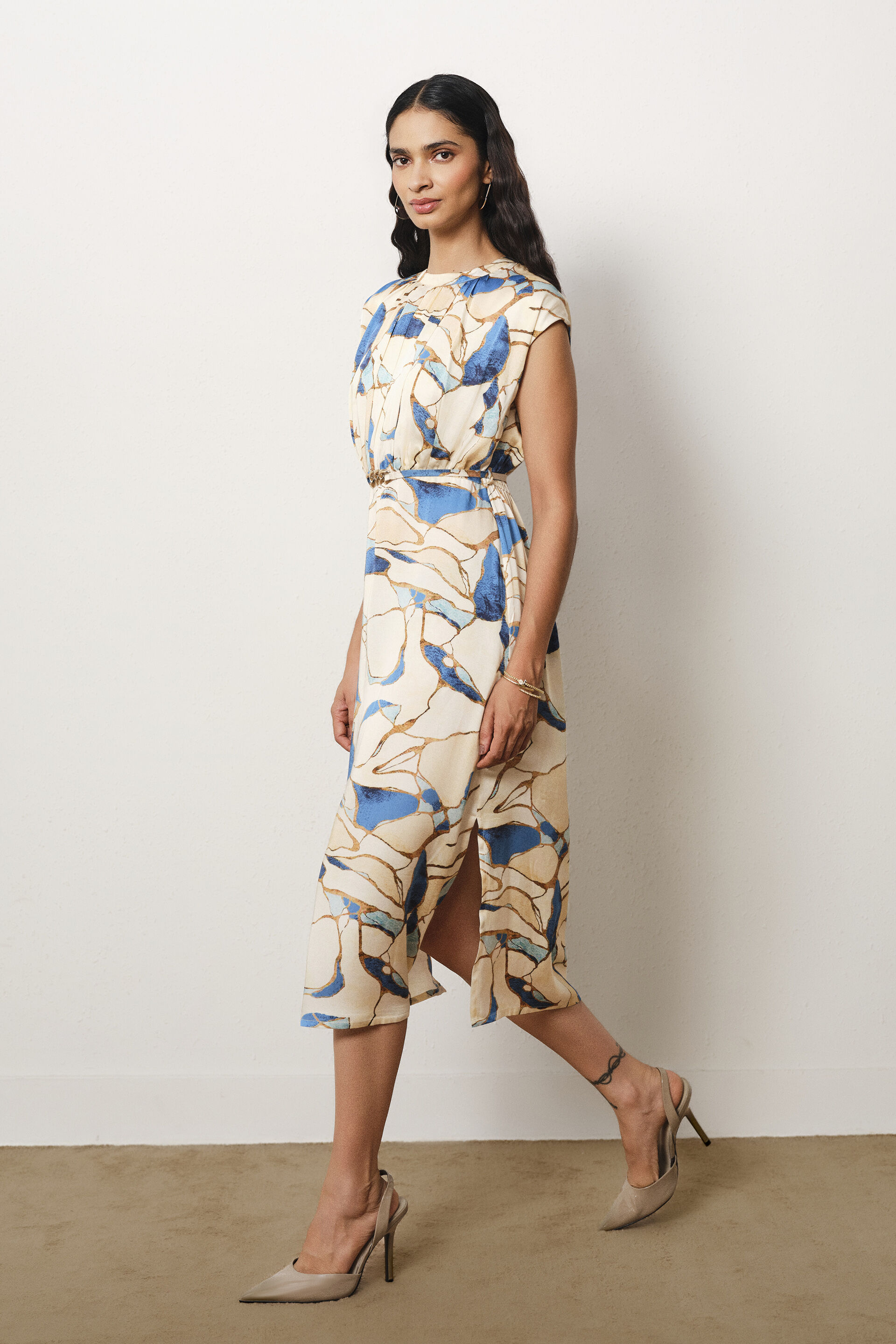 Printed Modal Dress in White, Multi Color, image 4