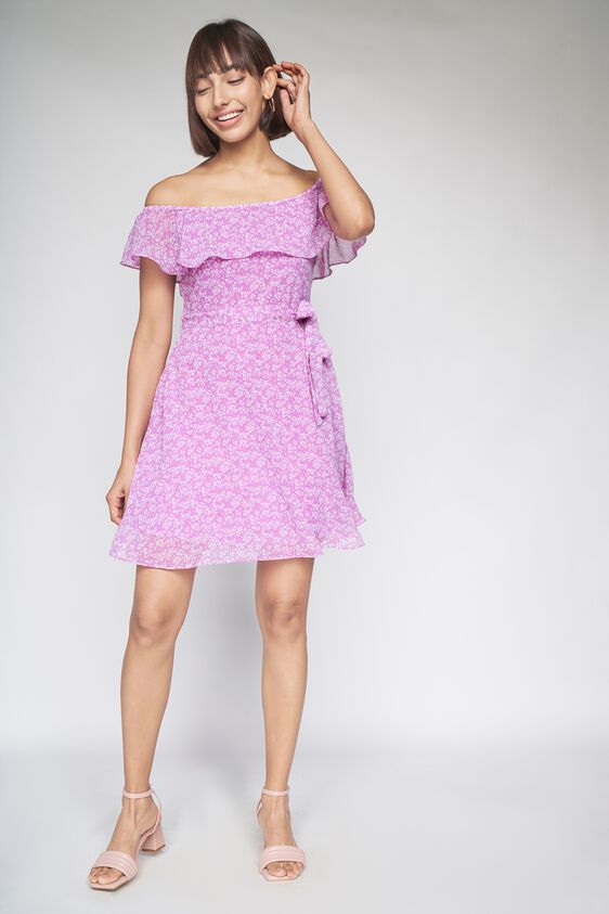 2 - Lilac Floral Fit and Flare Dress, image 2