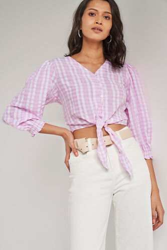 Pink And White Regular Length Straight Straight Top, Pink, image 1
