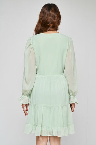 Light Green Knee Length Flared Fit And Flare Dress, Green, image 4