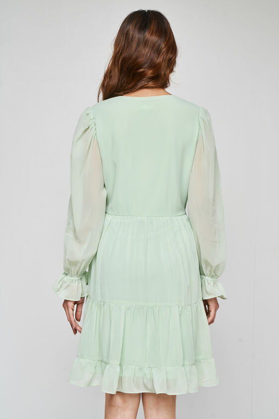 Light Green Knee Length Flared Fit And Flare Dress, Green, image 4