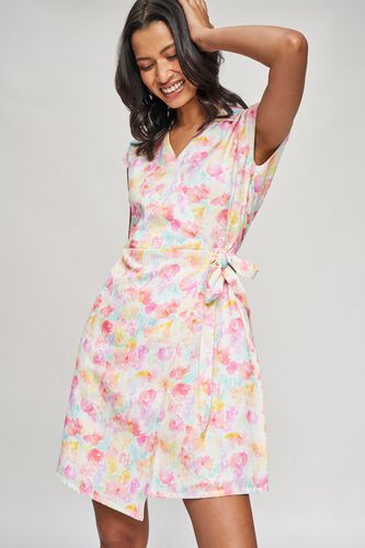 1 - Multi Color Floral Printed Fit And Flare Dress, image 1