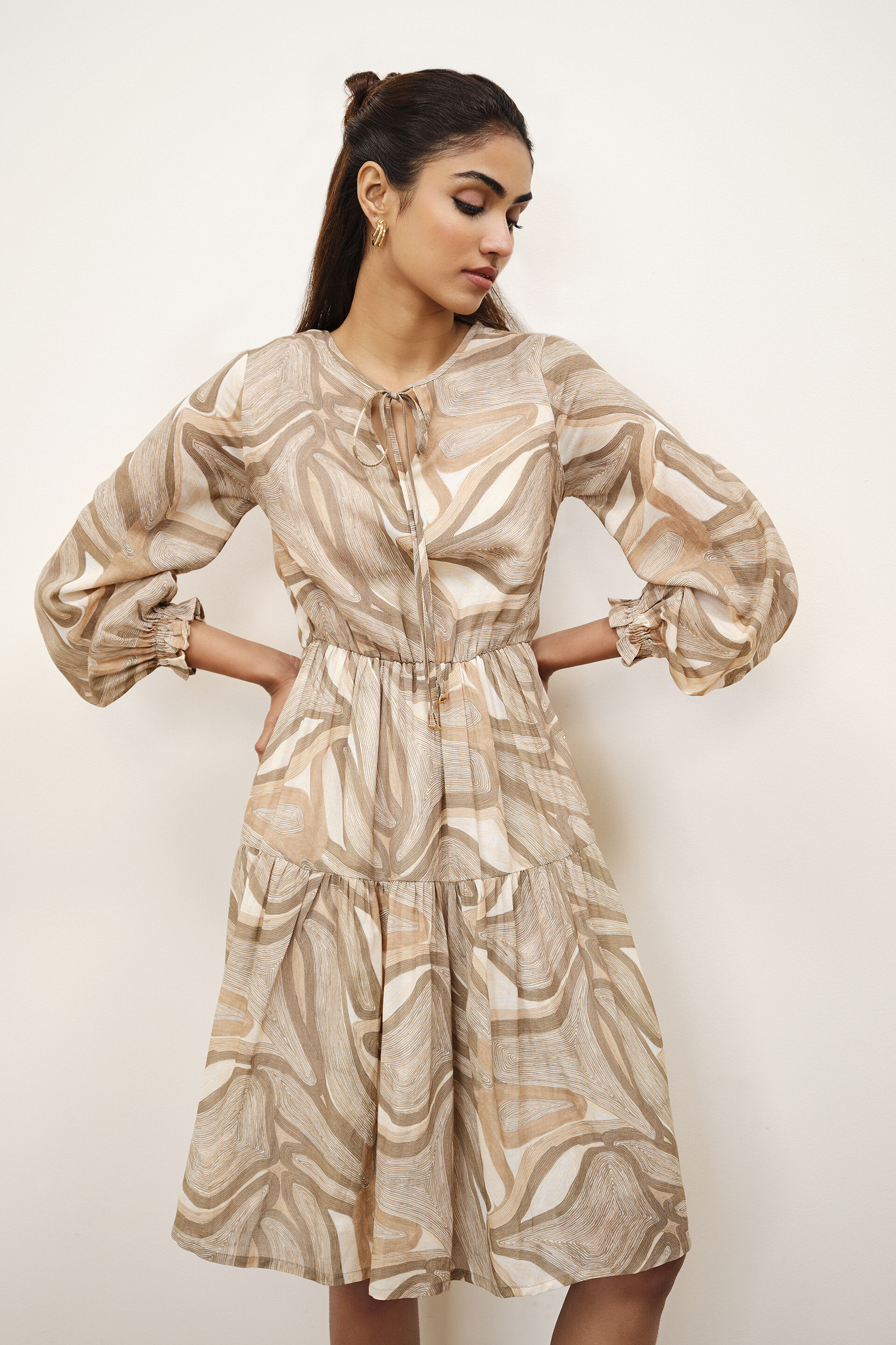 Brielle Brown Printed Dress