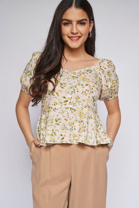 3 - Ecru Floral Fit and Flare Top, image 3