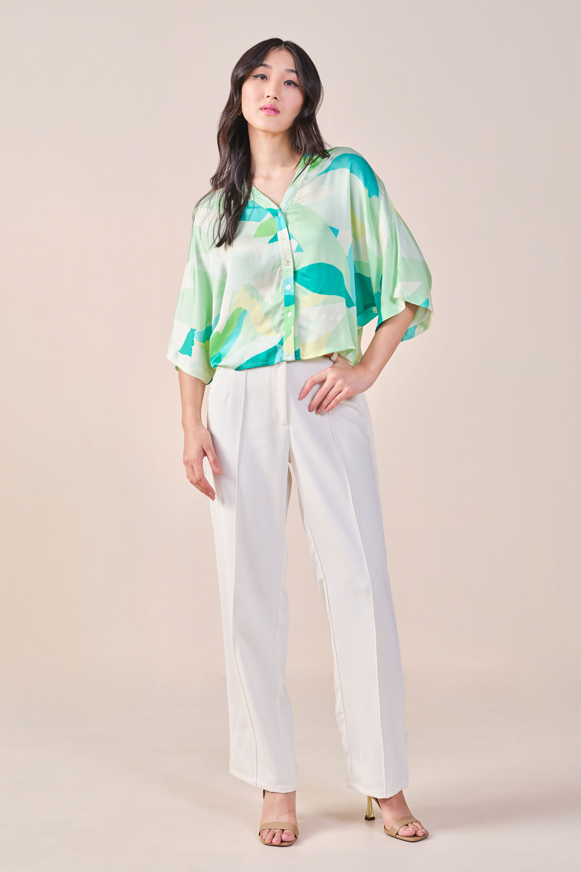 It'S All Abstract Viscose Top, Green, image 2
