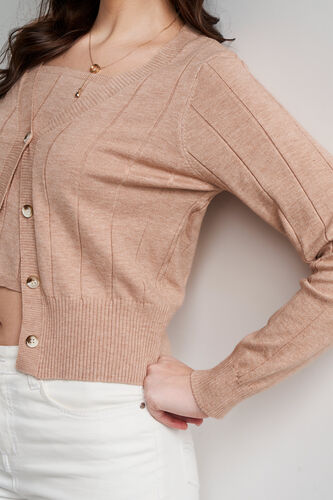 Beige Self Design Straight Suit, Beige, image 6
