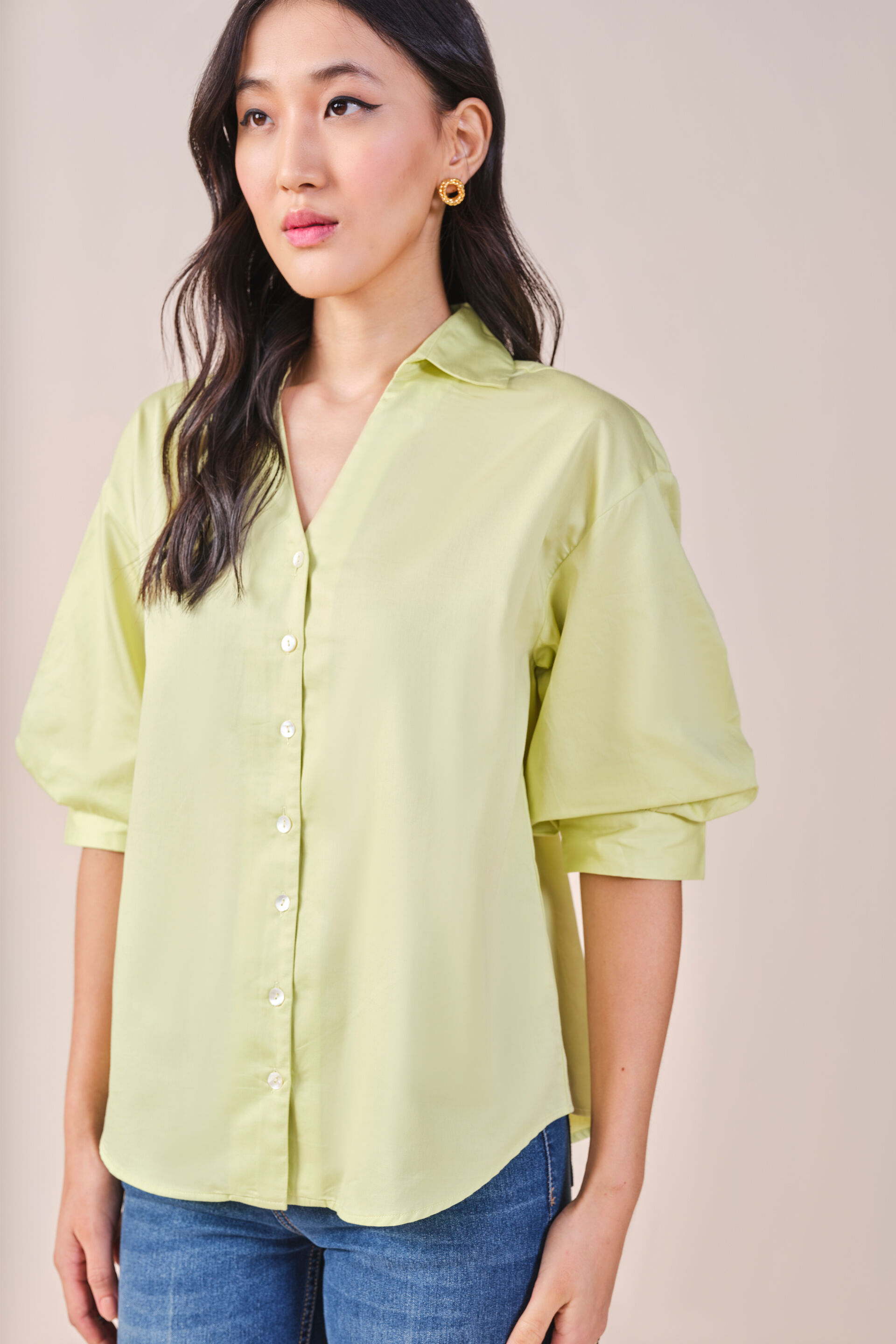 Lime Time Cotton Shirt, Lime Green, image 3
