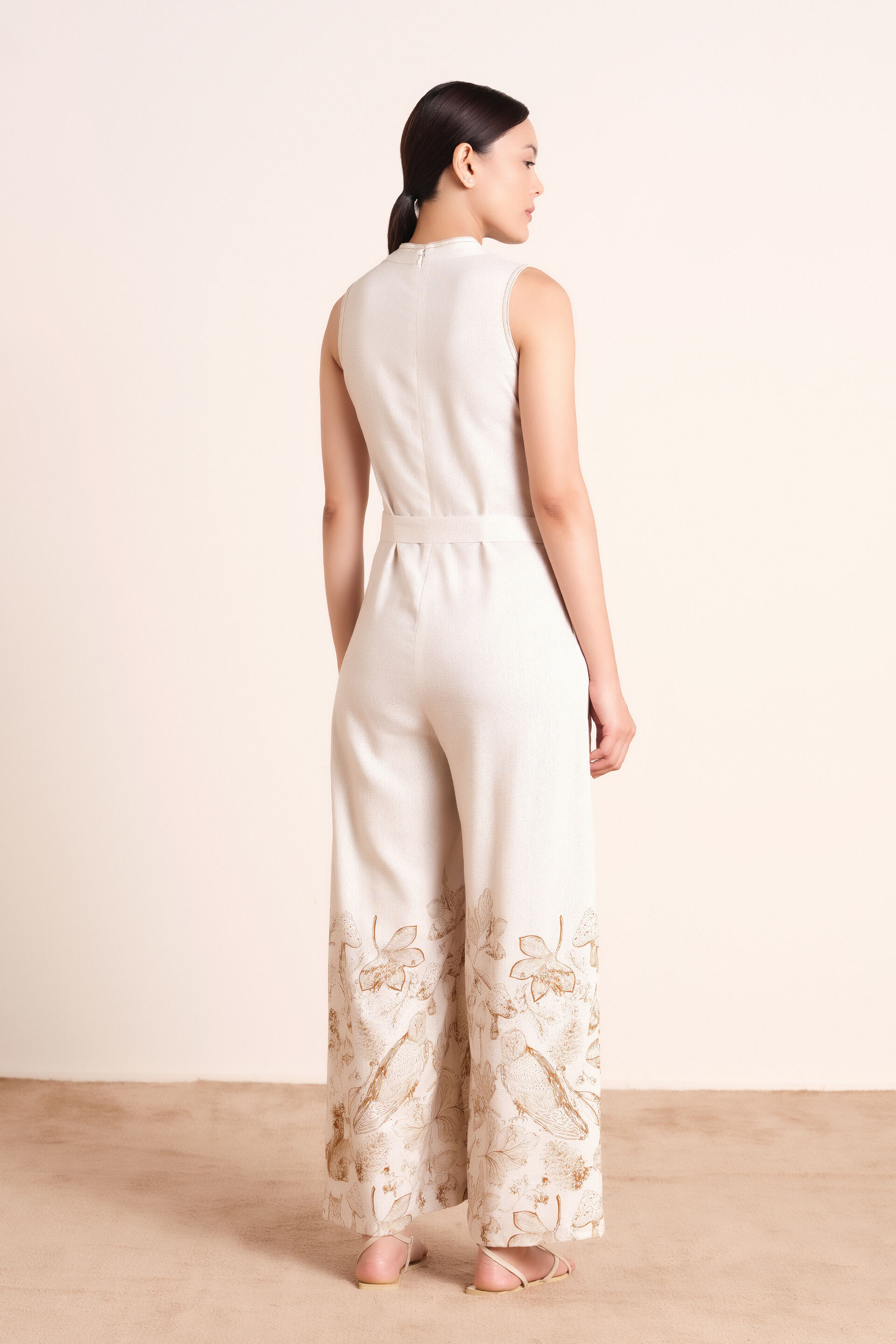Ginette Linen-Blend Jumpsuit, Beige, image 7