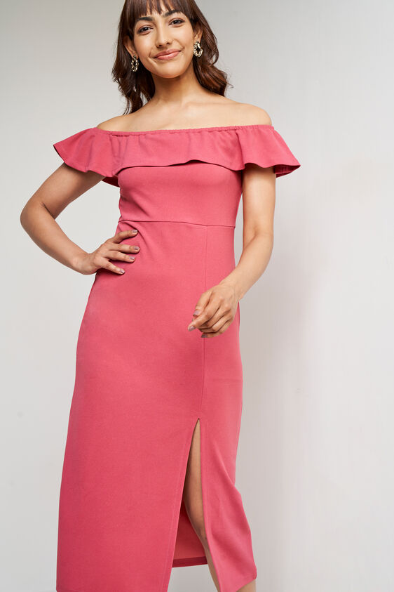 Solid Flared Dress, Rose Pink, image 3