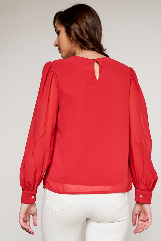 Red Solid Gathered Top, Red, image 5