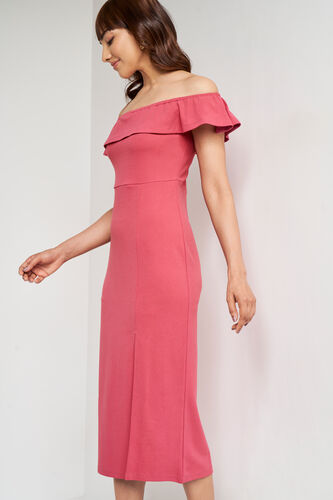 Solid Flared Dress, Rose Pink, image 2