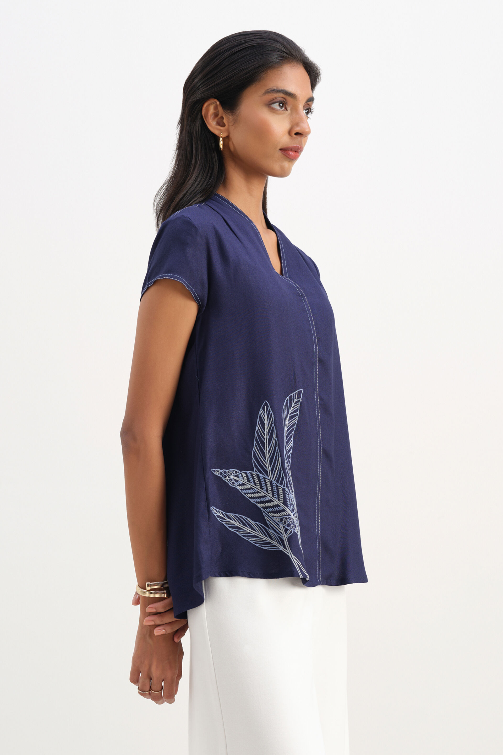 Echoes of Emerald Navy Top, Navy, image 3