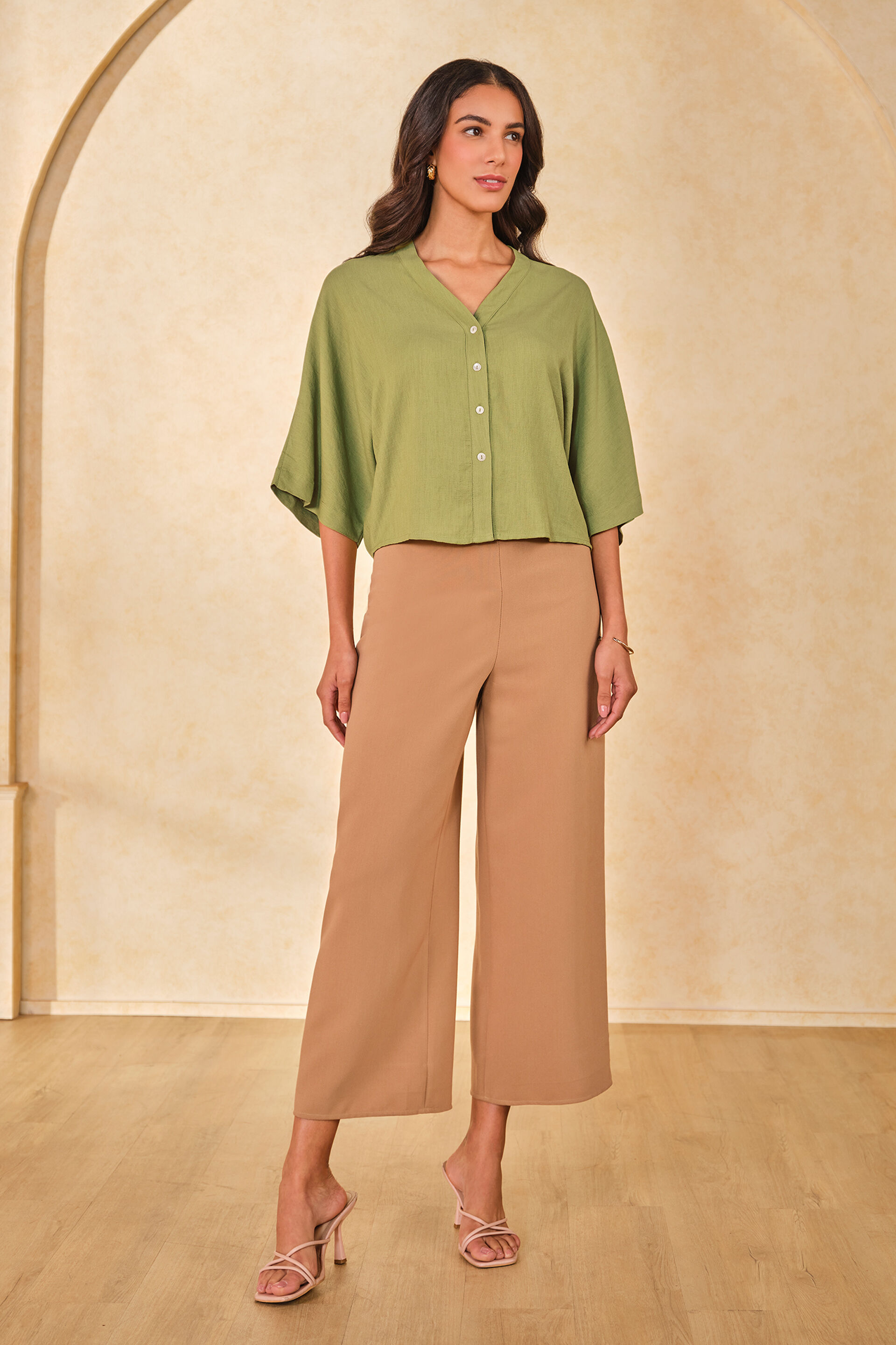 Haruhi Rayon Blend Top, Green, image 3