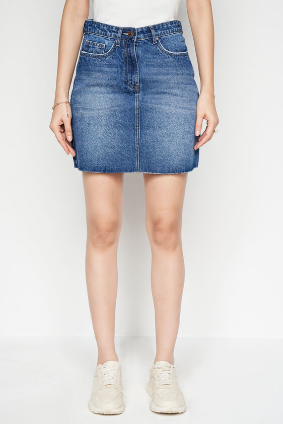 Straight Denim Skirt, Midnight Blue, image 1