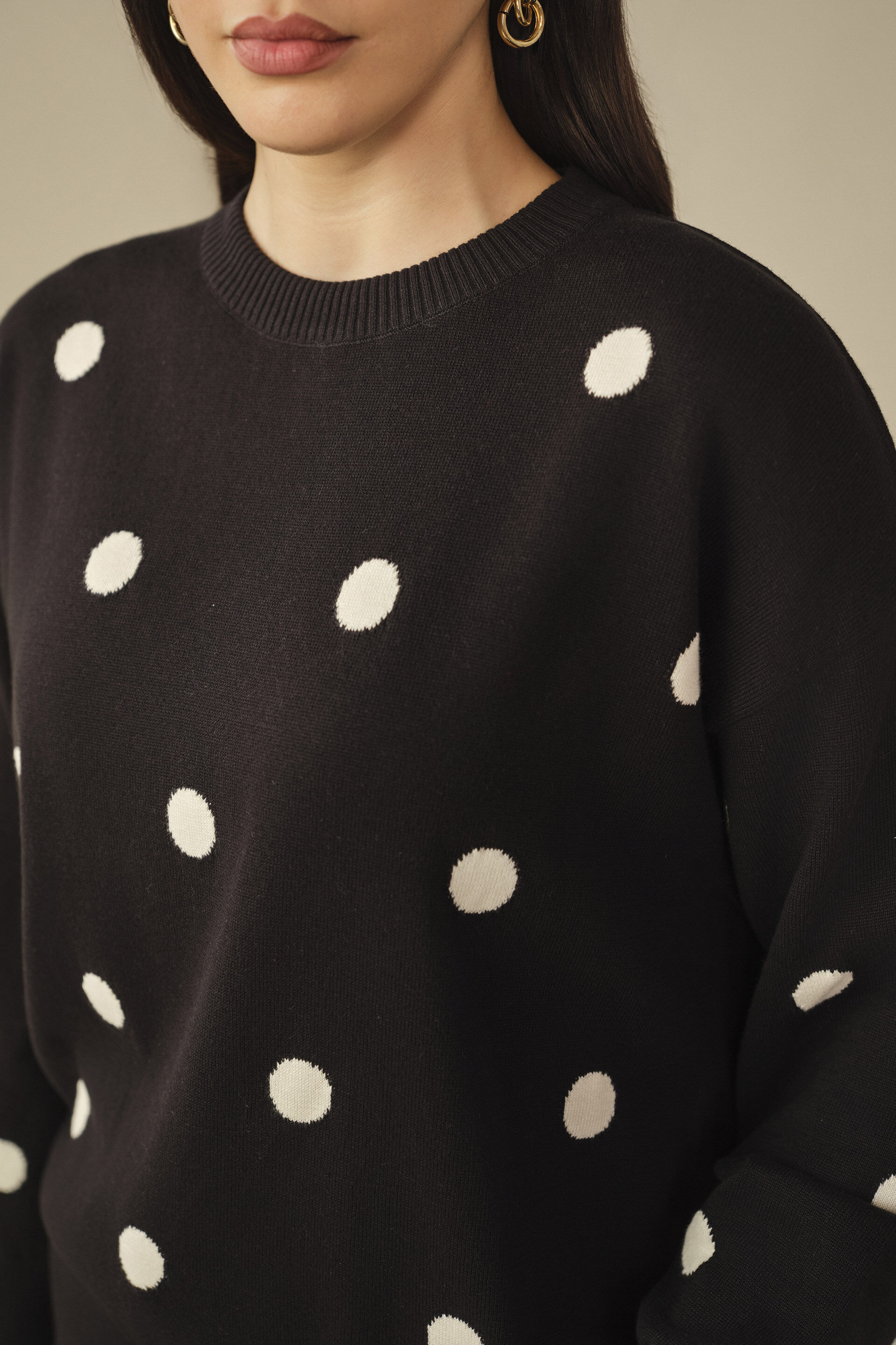 Polka Sweater in Black, Black, image 2