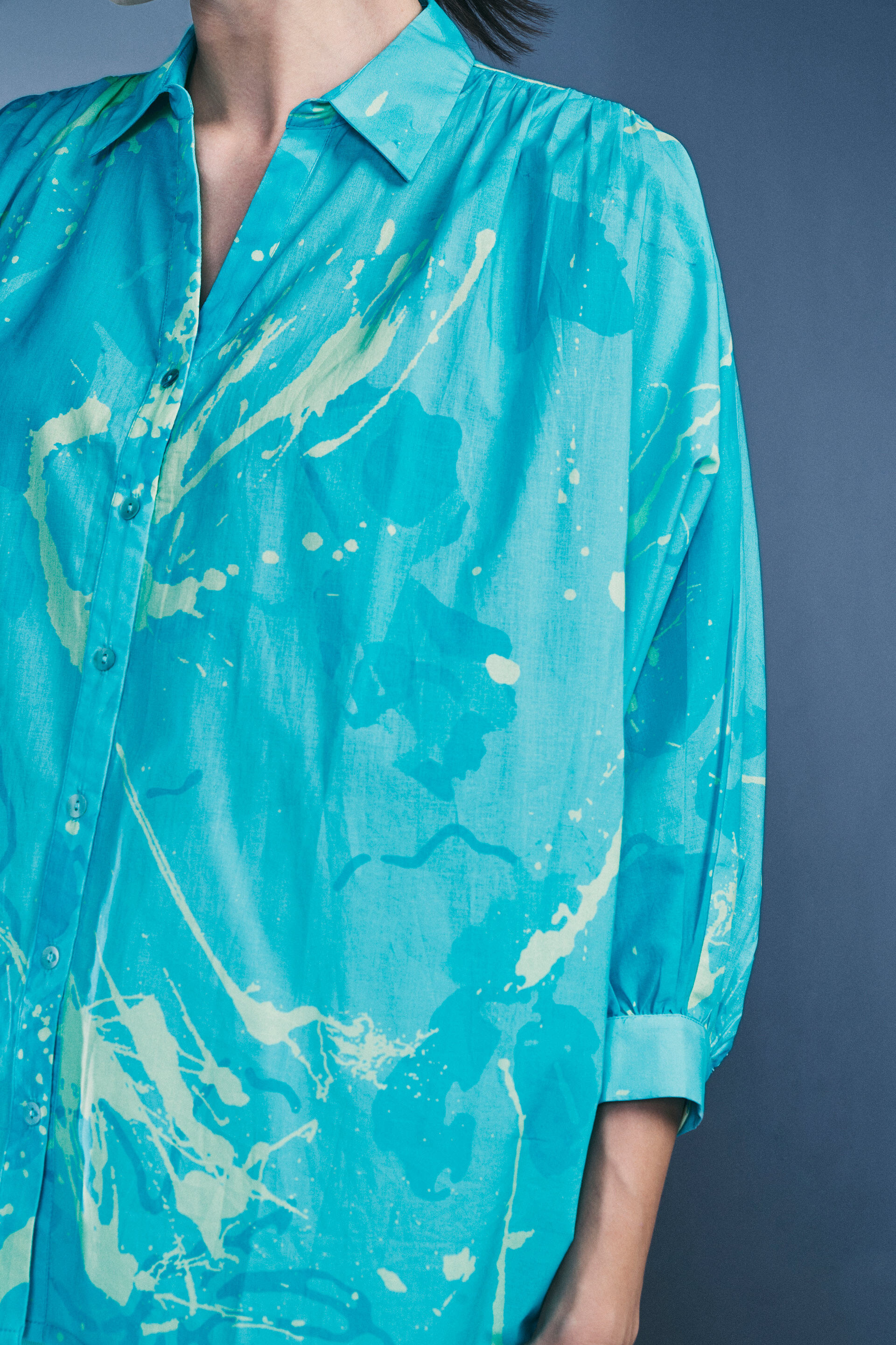 Island Vibes Cotton Shirt, Turquoise, image 6