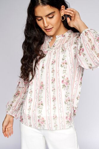 1 - White Floral Straight Top, image 1