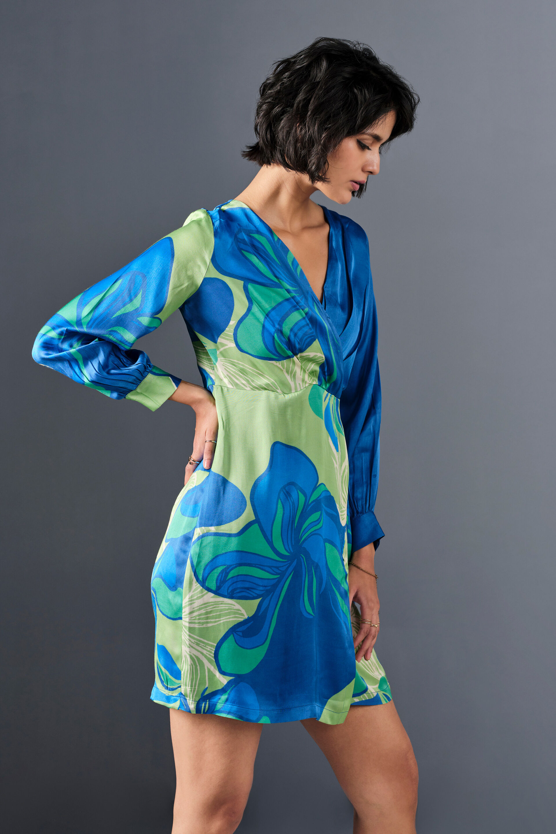 Azure Viscose Mini Dress, Blue, image 7