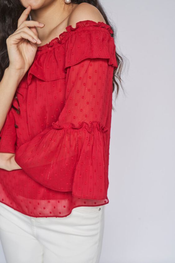 6 - Red Solid Straight Top, image 6