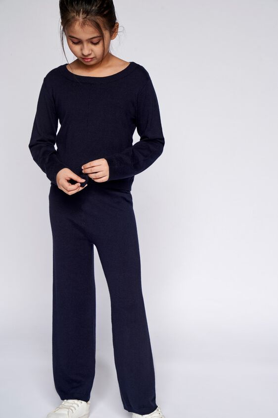 2 - Navy Blue Solid Tie Ups Co-ordinate Set, image 2