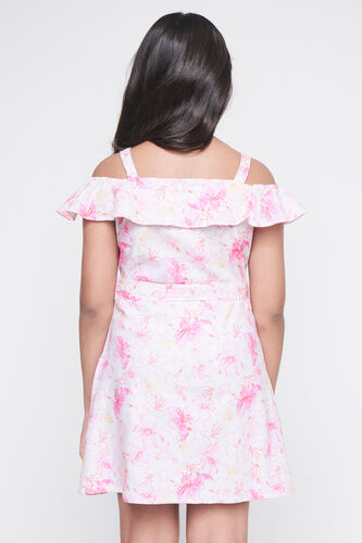 Cream and Pink Floral Straight Dress, Cream, image 5