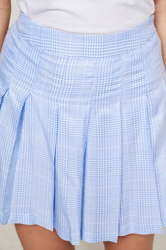 Blue Flared Self Design Skirt, Blue, image 6