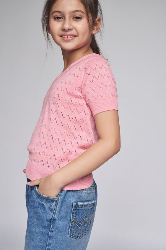 3 - Pink Self Design Straight Top, image 3