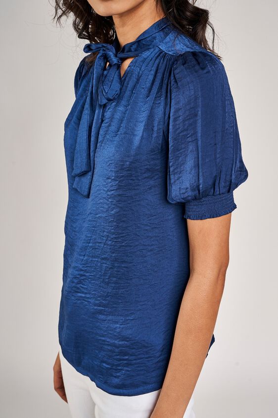 6 - Navy Blue Solid Tie-Up Top, image 6