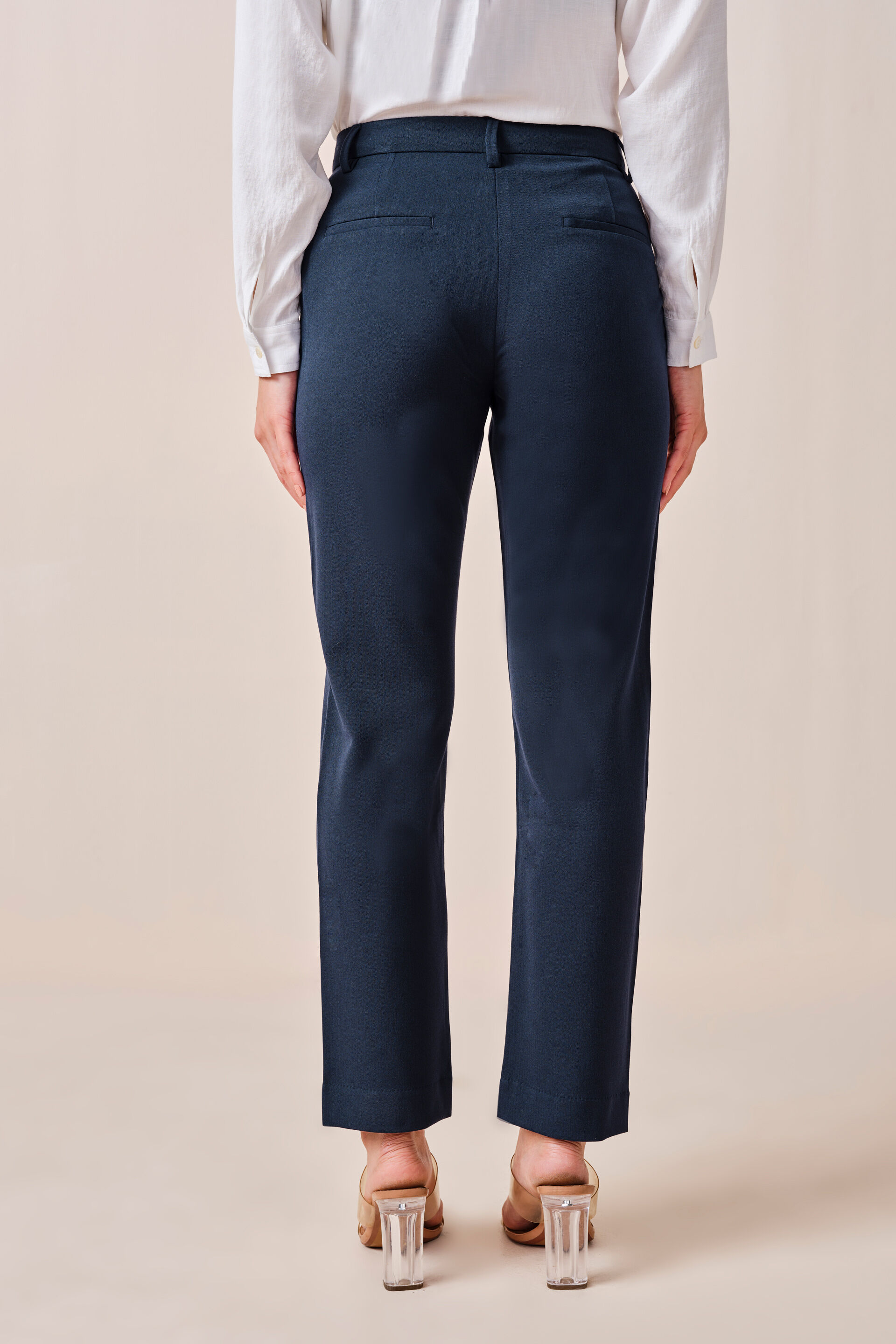 Trisha Solid Trousers, Navy Blue, image 3