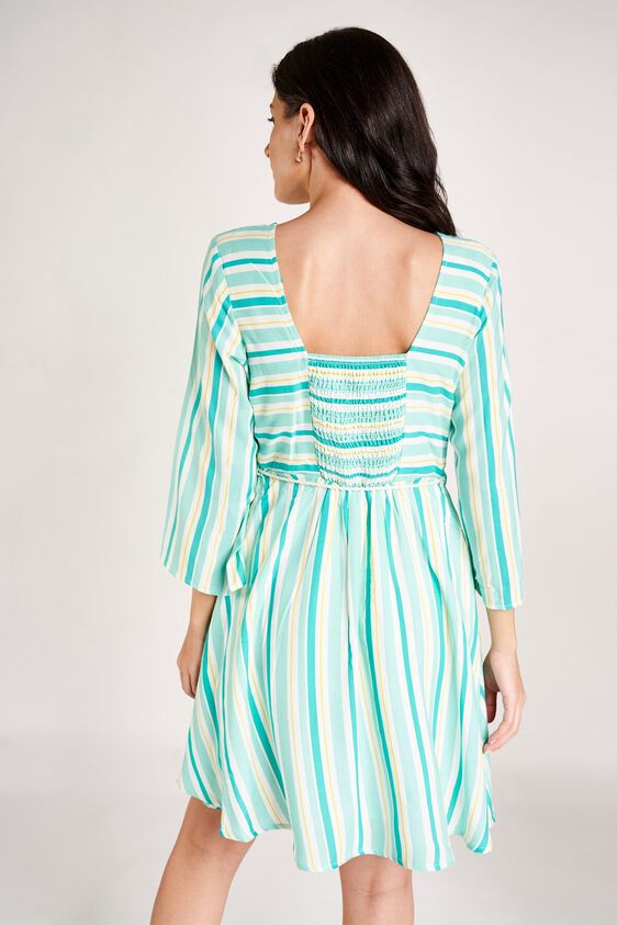 4 - Mint Stripes Knee Length Dress, image 4