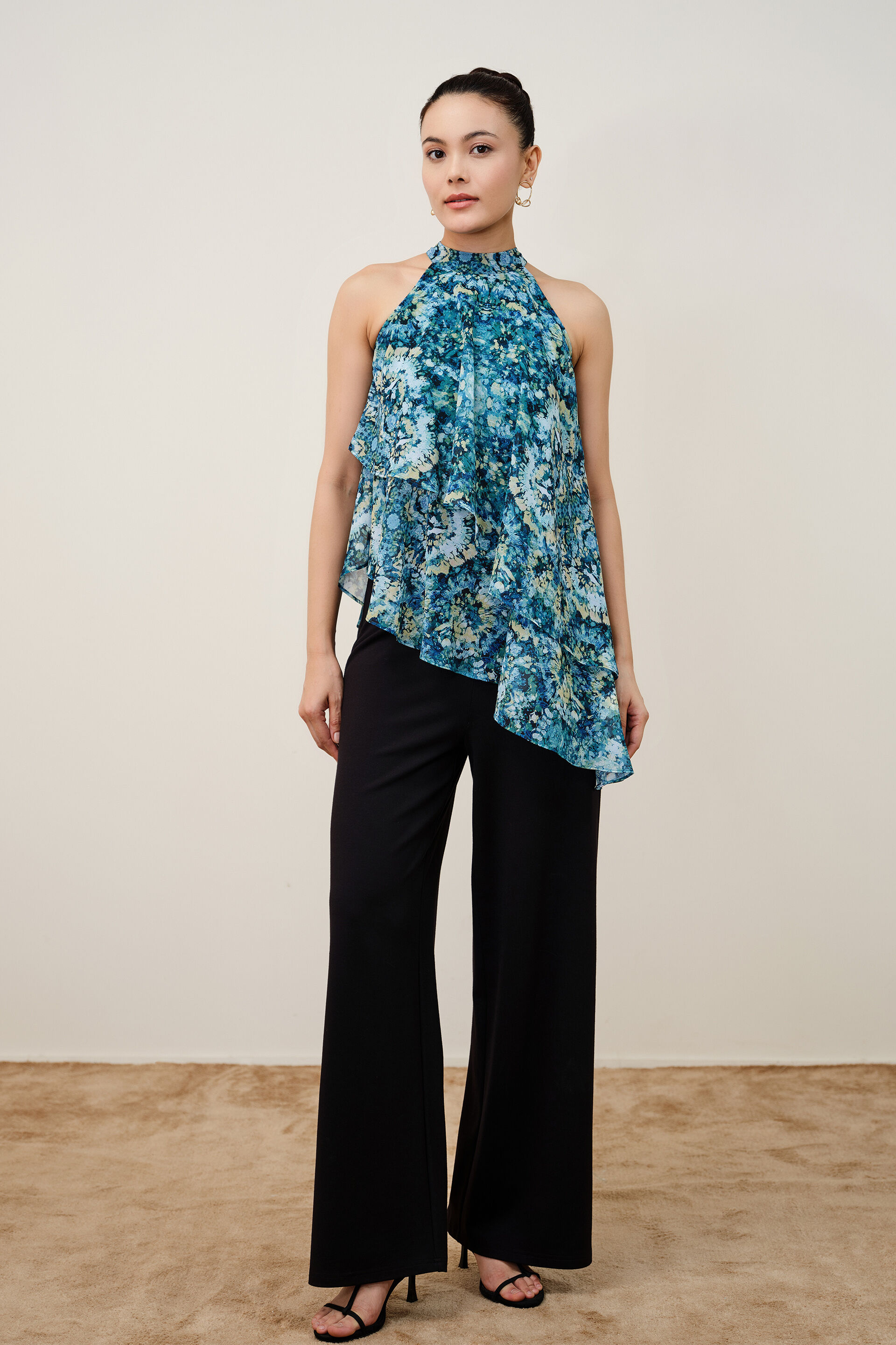 Sea Green Abstract Print Top, Green, image 3