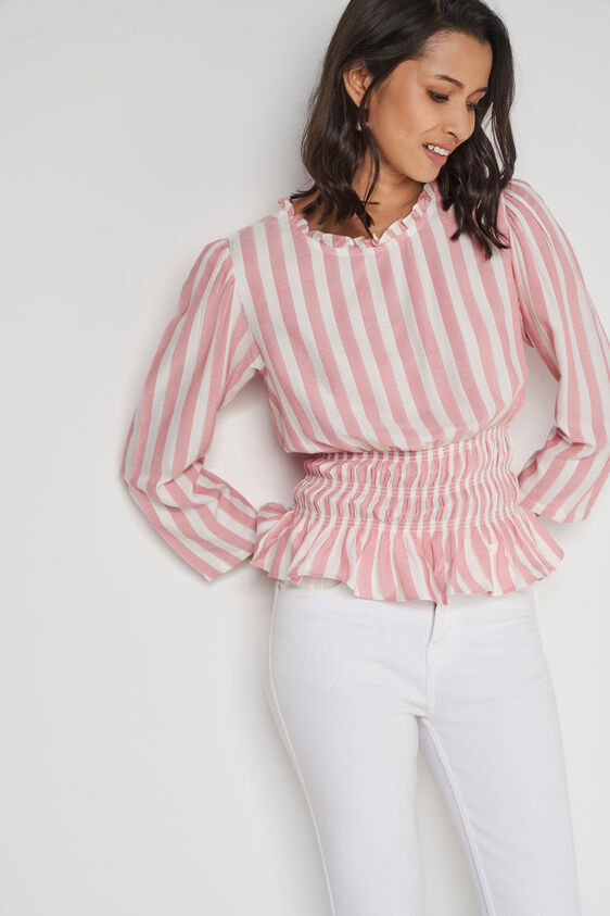 Pink Dobby Straight Top, Pink, image 3