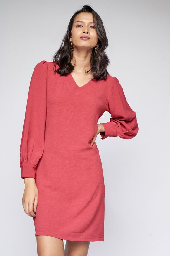 2 - Peach Solid Shift Dress, image 2